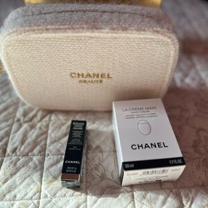 CHANEL Cream and Lipstick Set in White and Gold